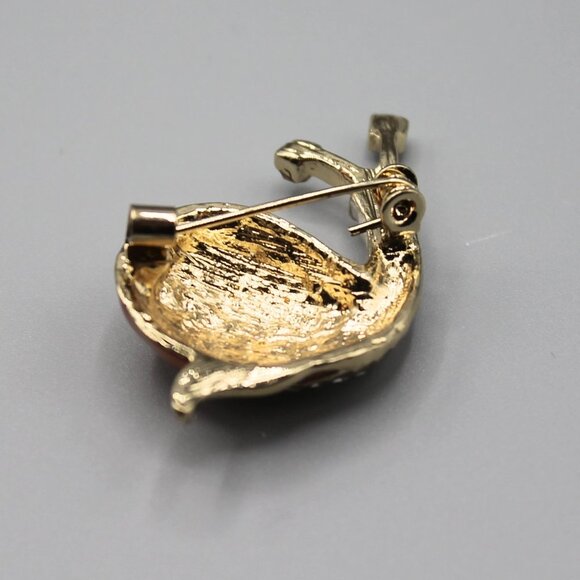 Snail pin brooch jewelry fashion gold tone crystals cute adorable animal new - Picture 11 of 11